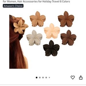 Elegant Floral Hair Clips Set - Black, Brown, Cream, Tan